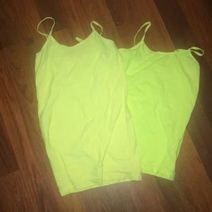 Neon yellow tank tops